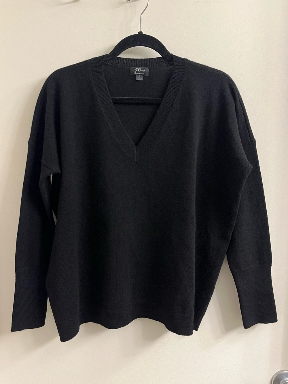 J. Crew 100% Cashmere Black V-Neck Sweater Small